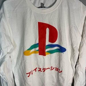 Sony PlayStation Long Sleeve Shirt - Red, Blue, Green, Yellow on White
